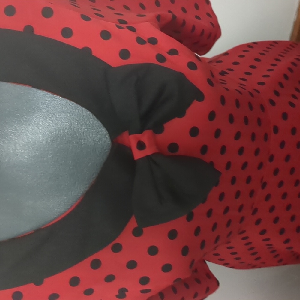 Lindy Bop Red and Black Polka Dot Midi Dress - Picture 3 of 11
